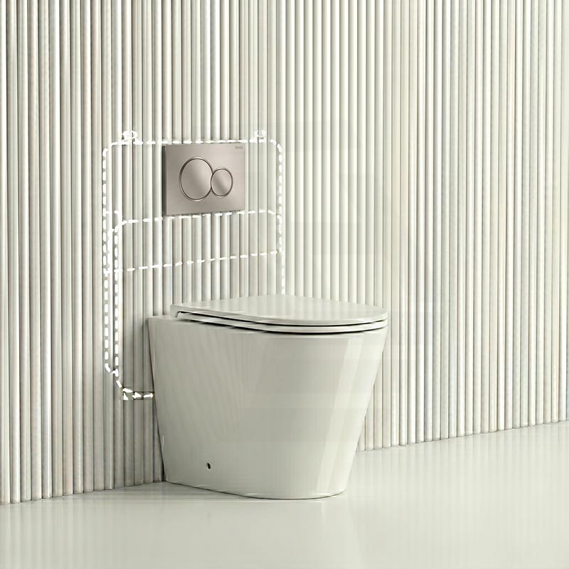 Lukka Agena Rimless Wall Faced Toilet with Sigma8 Inwall Cistern & Sigma41 Buttons - Gloss White