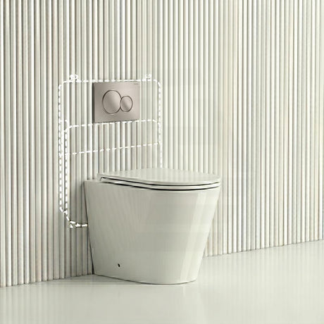 Lukka Agena Rimless Wall Faced Toilet with Sigma8 Inwall Cistern & Sigma41 Buttons - Gloss White