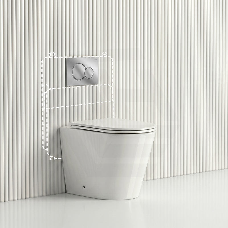 Lukka Agena Rimless Wall Faced Toilet with Sigma8 Inwall Cistern & Sigma41 Buttons - Gloss White