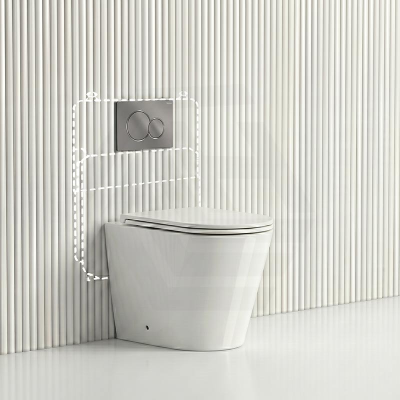 Lukka Agena Rimless Wall Faced Toilet with Sigma8 Inwall Cistern & Sigma41 Buttons - Gloss White
