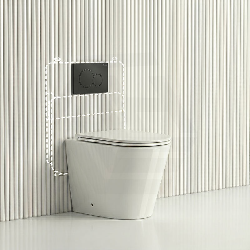 Lukka Agena Rimless Wall Faced Toilet with Sigma8 Inwall Cistern & Sigma41 Buttons - Gloss White