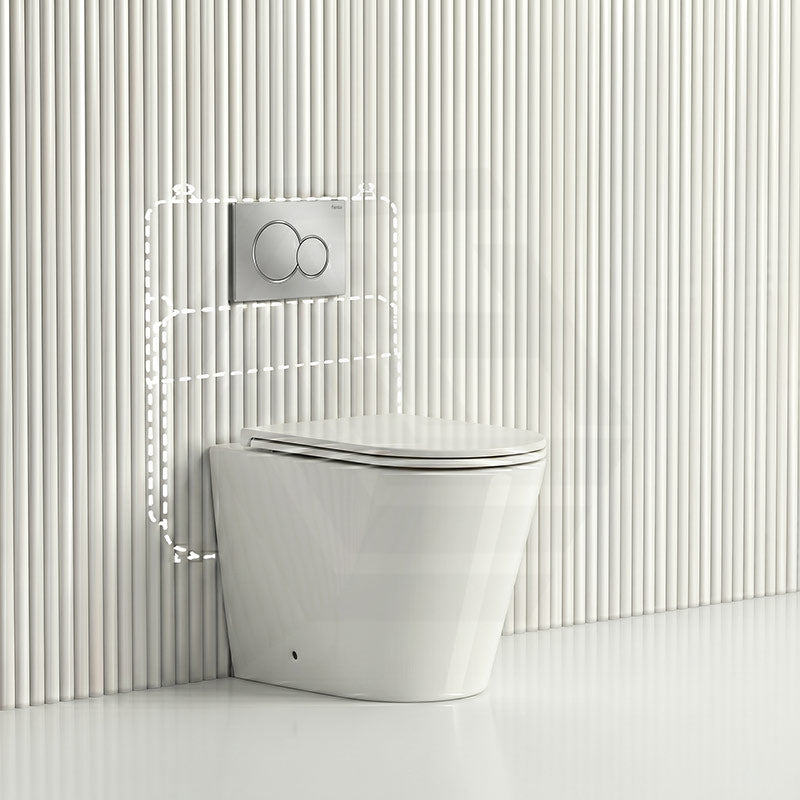 Lukka Agena Rimless Wall Faced Toilet with Sigma8 Inwall Cistern & Sigma41 Buttons - Gloss White