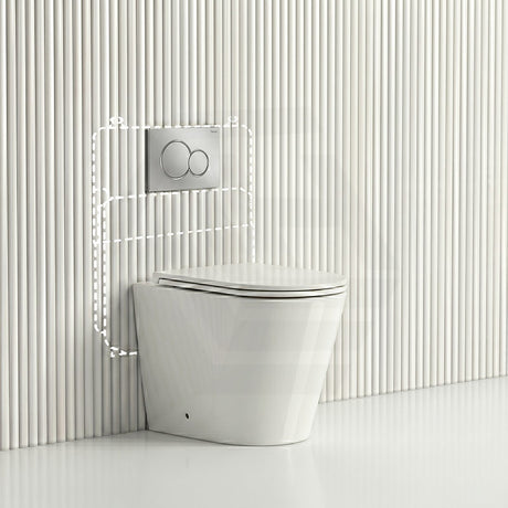 Lukka Agena Rimless Wall Faced Toilet with Sigma8 Inwall Cistern & Sigma41 Buttons - Gloss White