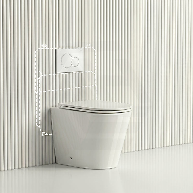 Lukka Agena Rimless Wall Faced Toilet with Sigma8 Inwall Cistern & Sigma41 Buttons - Gloss White