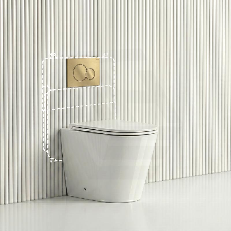 Lukka Agena Rimless Wall Faced Toilet with Sigma8 Inwall Cistern & Sigma41 Buttons - Gloss White