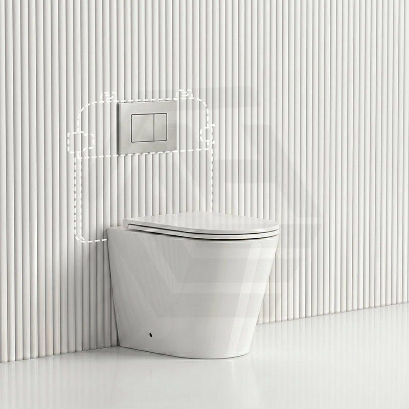Lukka Agena Rimless Wall Faced Toilet with R&T Inwall Cistern & Buttons - Gloss White
