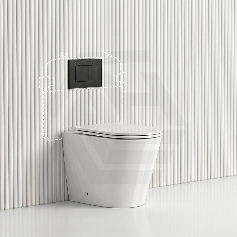 Lukka Agena Rimless Wall Faced Toilet with R&T Inwall Cistern & Buttons - Gloss White