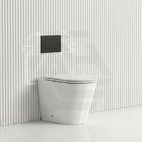 Lukka Agena Rimless Wall Faced Toilet with R&T Inwall Cistern & Buttons - Gloss White