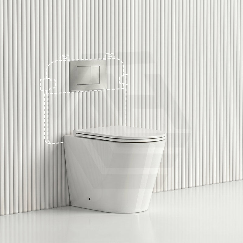 Lukka Agena Rimless Wall Faced Toilet with R&T Inwall Cistern & Buttons - Gloss White