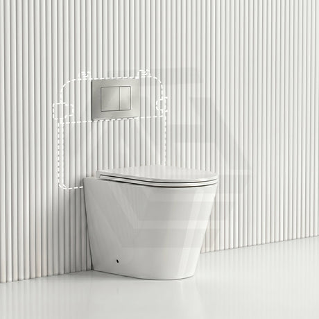 Lukka Agena Rimless Wall Faced Toilet with R&T Inwall Cistern & Buttons - Gloss White