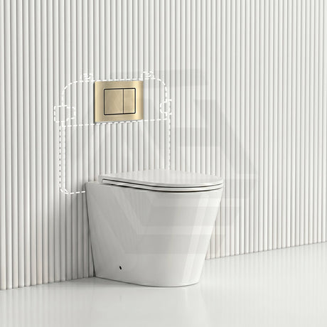 Lukka Agena Rimless Wall Faced Toilet with R&T Inwall Cistern & Buttons - Gloss White