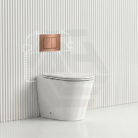 Lukka Agena Rimless Wall Faced Toilet with R&T Inwall Cistern & Buttons - Gloss White