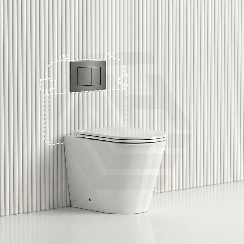 Lukka Agena Rimless Wall Faced Toilet with R&T Inwall Cistern & Buttons - Gloss White
