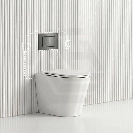 Lukka Agena Rimless Wall Faced Toilet with R&T Inwall Cistern & Buttons - Gloss White