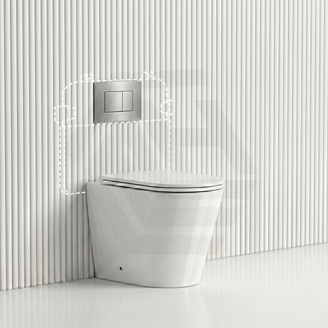 Lukka Agena Rimless Wall Faced Toilet with R&T Inwall Cistern & Buttons - Gloss White