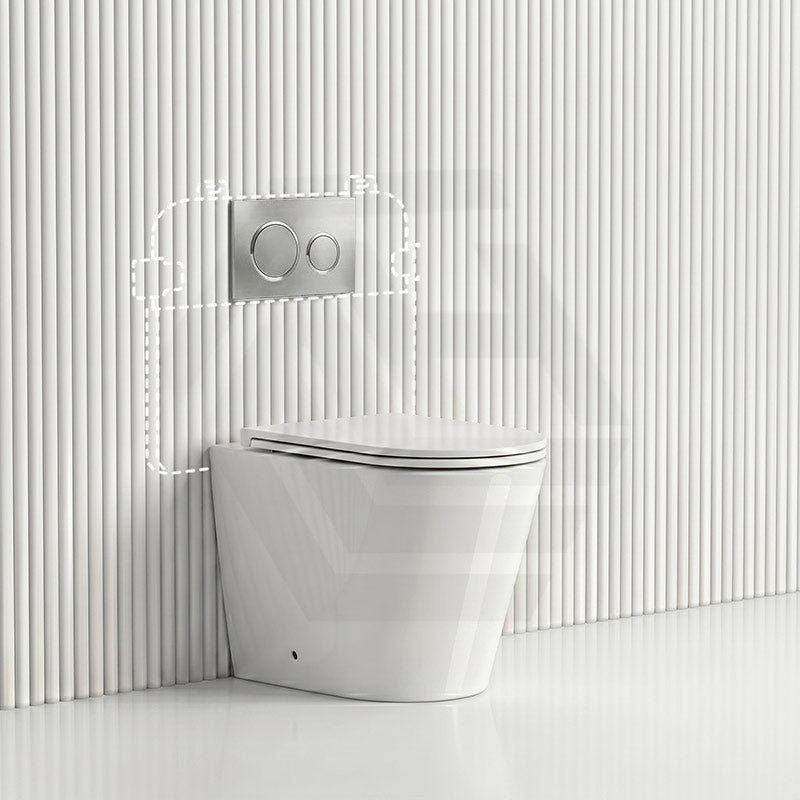 Lukka Agena Rimless Wall Faced Toilet with R&T Inwall Cistern & Buttons - Gloss White