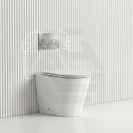 Lukka Agena Rimless Wall Faced Toilet with R&T Inwall Cistern & Buttons - Gloss White