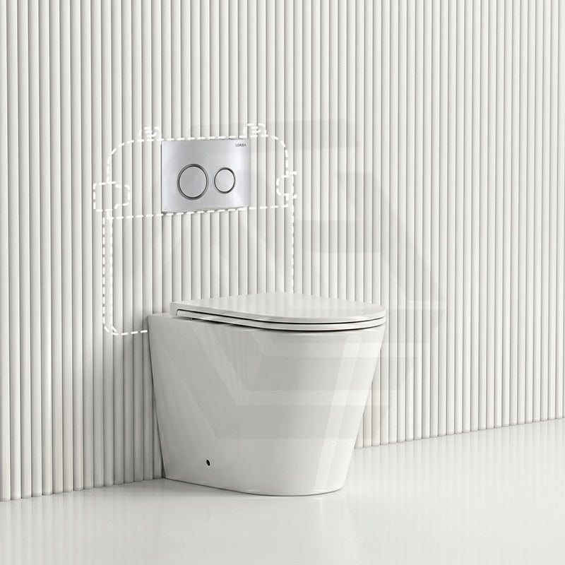 Lukka Agena Rimless Wall Faced Toilet with R&T Inwall Cistern & Buttons - Gloss White