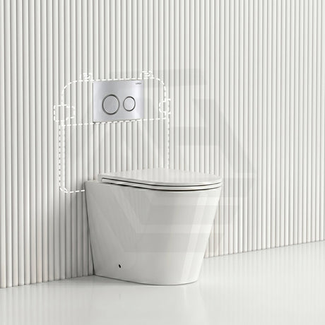 Lukka Agena Rimless Wall Faced Toilet with R&T Inwall Cistern & Buttons - Gloss White