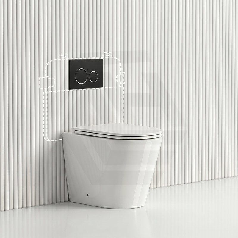 Lukka Agena Rimless Wall Faced Toilet with R&T Inwall Cistern & Buttons - Gloss White