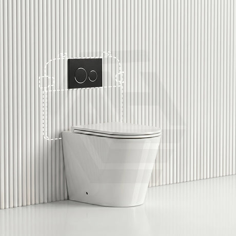 Lukka Agena Rimless Wall Faced Toilet with R&T Inwall Cistern & Buttons - Gloss White