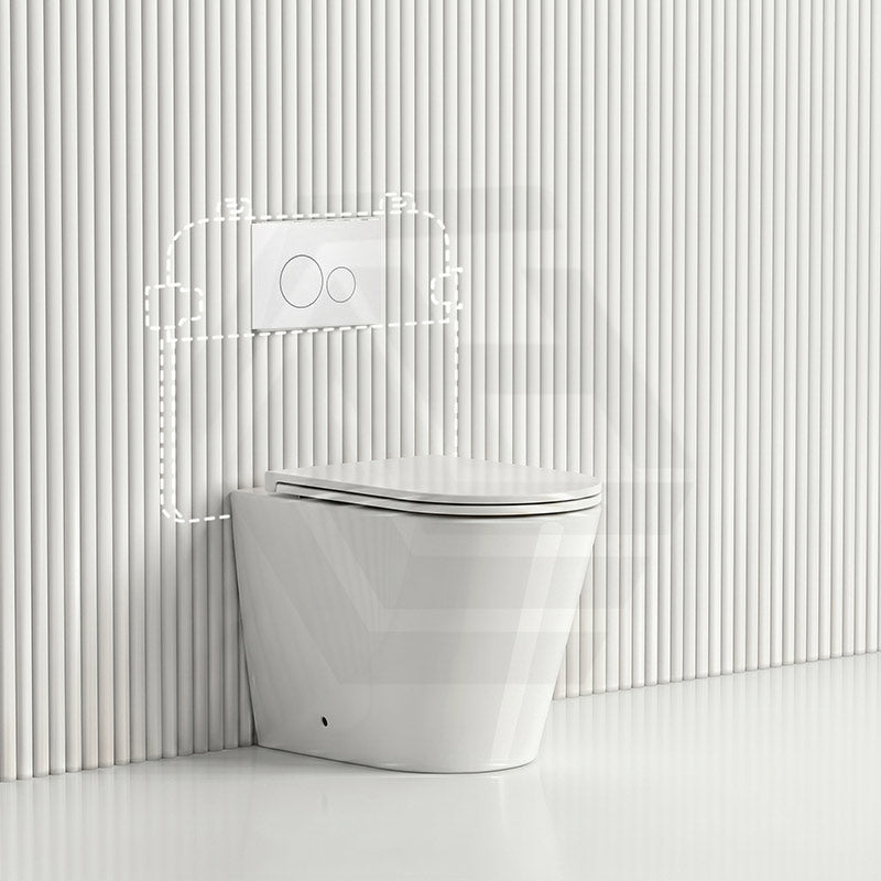 Lukka Agena Rimless Wall Faced Toilet with R&T Inwall Cistern & Buttons - Gloss White