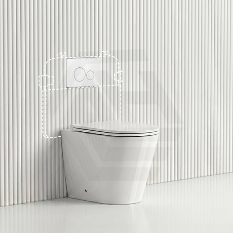 Lukka Agena Rimless Wall Faced Toilet with R&T Inwall Cistern & Buttons - Gloss White