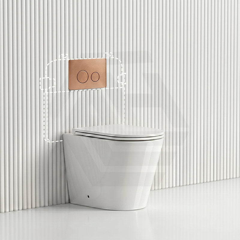 Lukka Agena Rimless Wall Faced Toilet with R&T Inwall Cistern & Buttons - Gloss White
