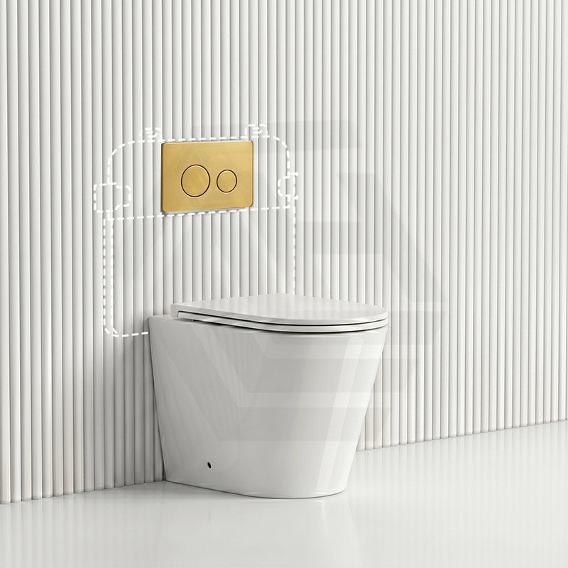 Lukka Agena Rimless Wall Faced Toilet with R&T Inwall Cistern & Buttons - Gloss White