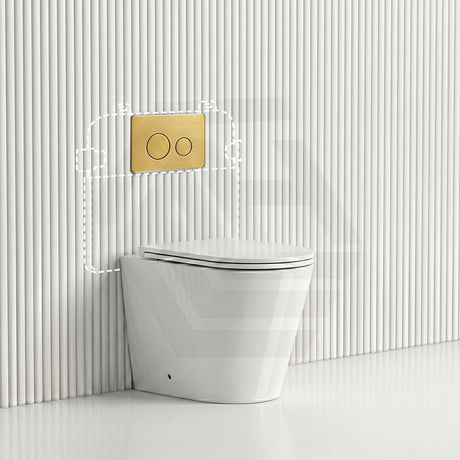 Lukka Agena Rimless Wall Faced Toilet with R&T Inwall Cistern & Buttons - Gloss White