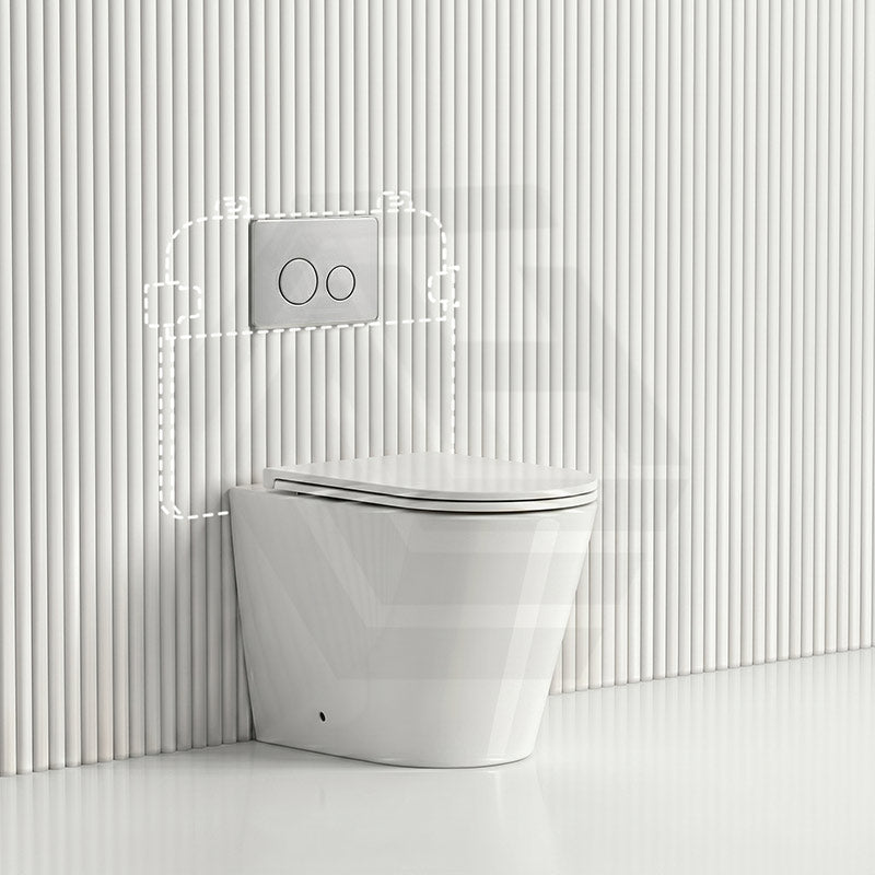 Lukka Agena Rimless Wall Faced Toilet with R&T Inwall Cistern & Buttons - Gloss White
