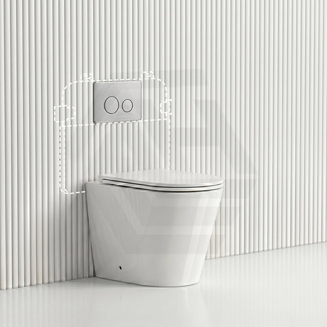 Lukka Agena Rimless Wall Faced Toilet with R&T Inwall Cistern & Buttons - Gloss White