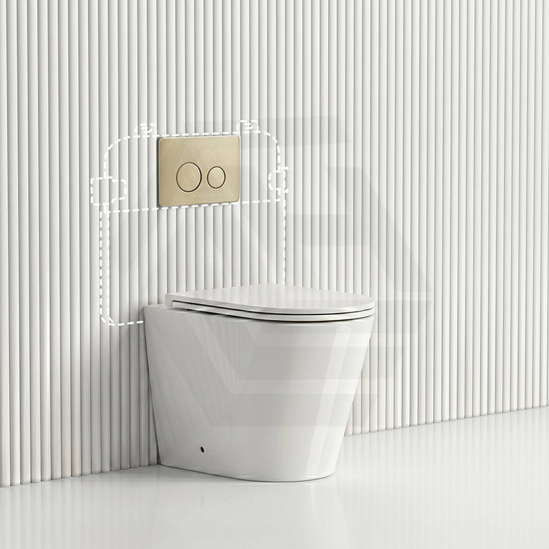 Lukka Agena Rimless Wall Faced Toilet with R&T Inwall Cistern & Buttons - Gloss White