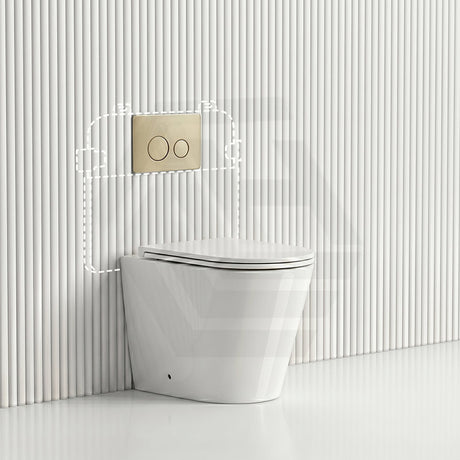 Lukka Agena Rimless Wall Faced Toilet with R&T Inwall Cistern & Buttons - Gloss White
