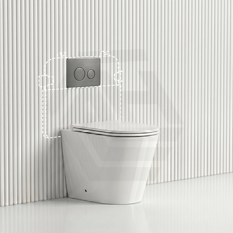 Lukka Agena Rimless Wall Faced Toilet with R&T Inwall Cistern & Buttons - Gloss White