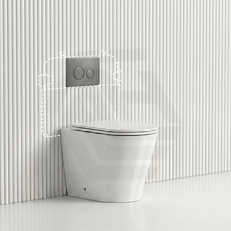 Lukka Agena Rimless Wall Faced Toilet with R&T Inwall Cistern & Buttons - Gloss White