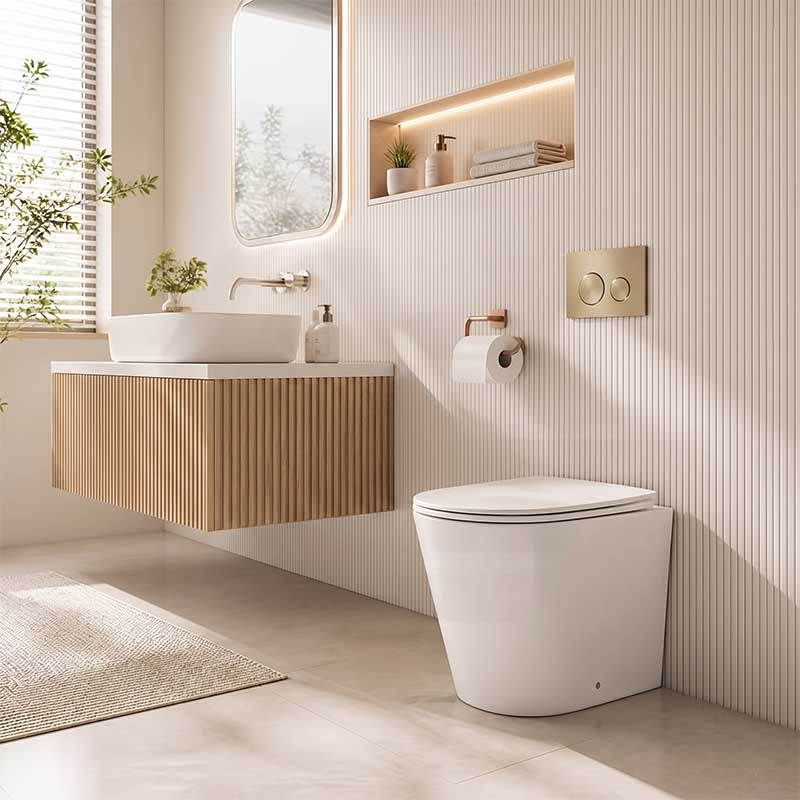 Lukka Agena Rimless Wall Faced Toilet Pan Only Nano Glaze 560x360x420mm - Gloss White