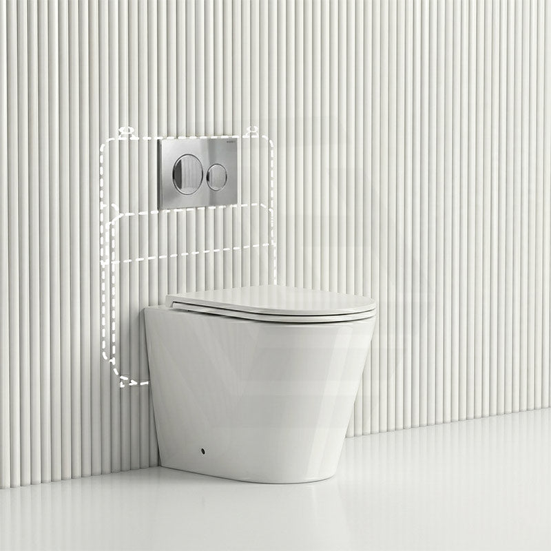 Lukka Agena Rimless Wall Faced Toilet with Sigma8 Inwall Cistern & Sigma Buttons - Gloss White