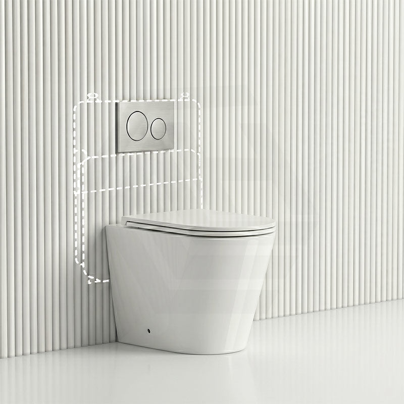 Lukka Agena Rimless Wall Faced Toilet with Sigma8 Inwall Cistern & Sigma Buttons - Gloss White