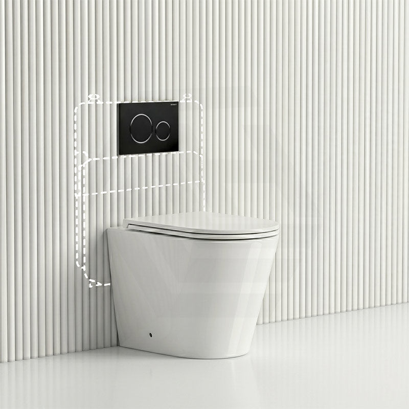 Lukka Agena Rimless Wall Faced Toilet with Sigma8 Inwall Cistern & Sigma Buttons - Gloss White