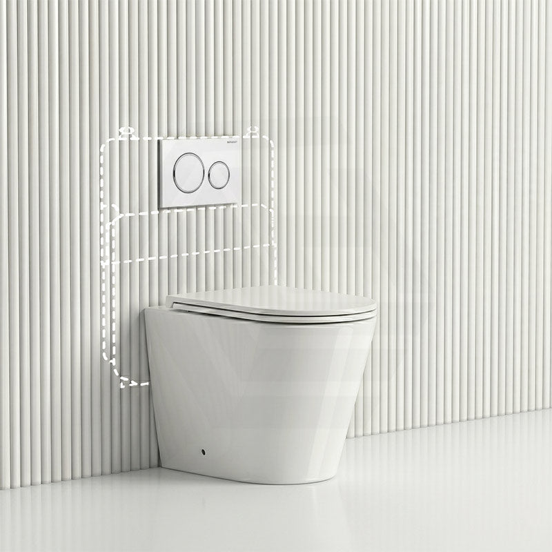 Lukka Agena Rimless Wall Faced Toilet with Sigma8 Inwall Cistern & Sigma Buttons - Gloss White