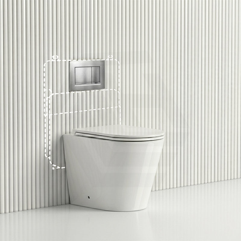 Lukka Agena Rimless Wall Faced Toilet with Sigma8 Inwall Cistern & Sigma Buttons - Gloss White