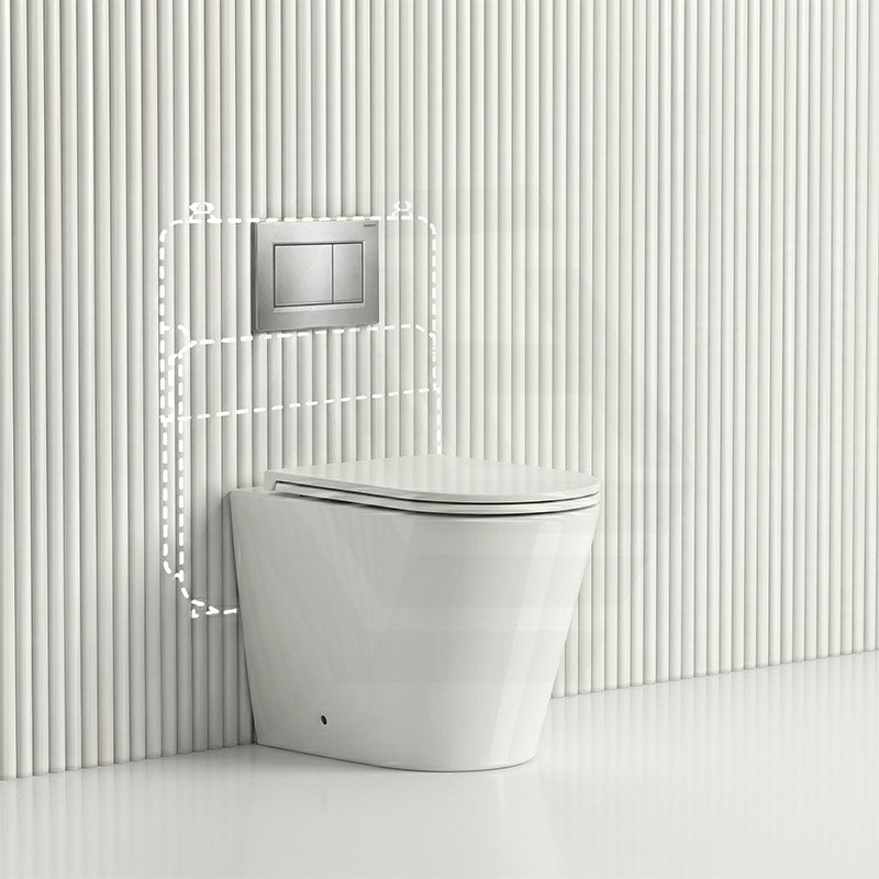 Lukka Agena Rimless Wall Faced Toilet with Sigma8 Inwall Cistern & Sigma Buttons - Gloss White