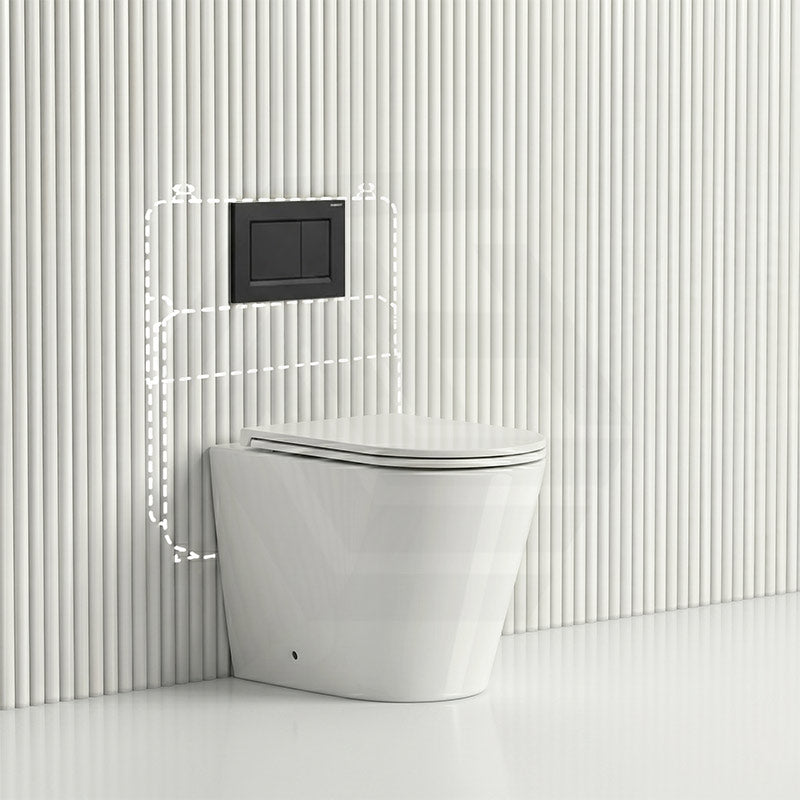Lukka Agena Rimless Wall Faced Toilet with Sigma8 Inwall Cistern & Sigma Buttons - Gloss White