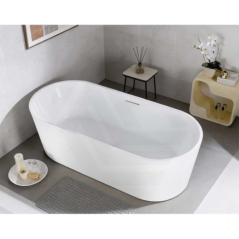 Lukka Agena Acrylic Freestanding Bathtub with Overflow 1205/1300/1500/1700/1800mm - Gloss White