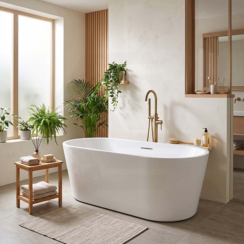 Lukka Agena Acrylic Freestanding Bathtub with Overflow 1205/1300/1500/1700/1800mm - Gloss White