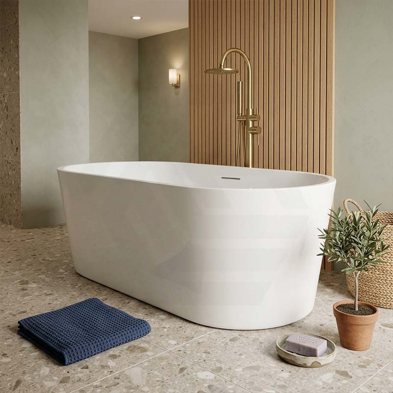 Lukka Agena Acrylic Freestanding Bathtub with Overflow 1205/1300/1500/1700/1800mm - Gloss White