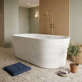Lukka Agena Acrylic Freestanding Bathtub with Overflow 1205/1300/1500/1700/1800mm - Gloss White