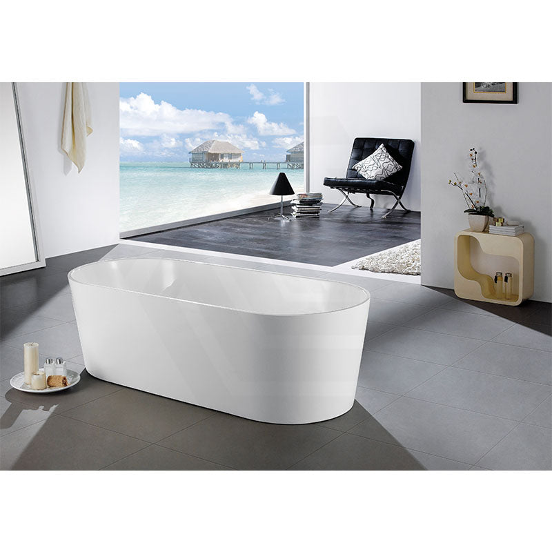 Lukka Agena Acrylic Freestanding Bathtub NO Overflow 990/1400/1500/1700mm - Matt White/Gloss White