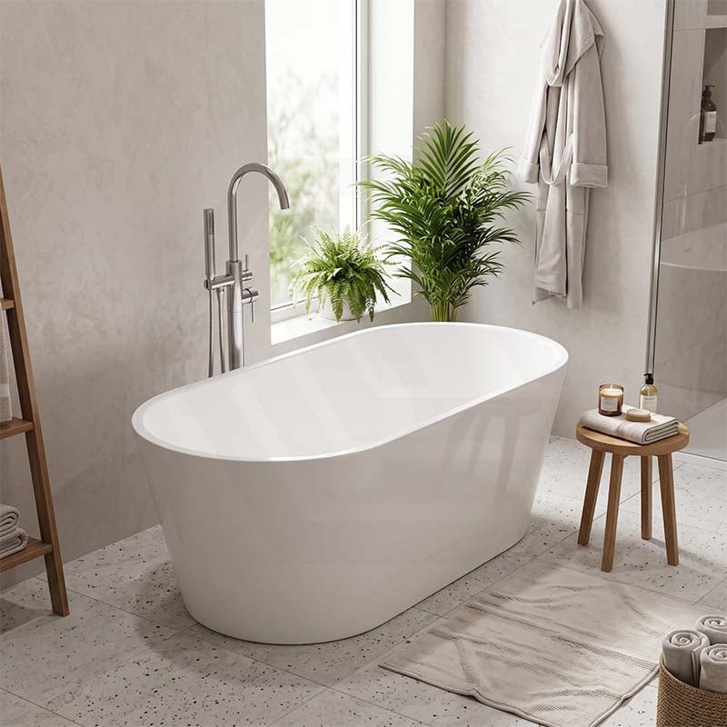 Lukka Agena Acrylic Freestanding Bathtub NO Overflow 990/1400/1500/1700mm - Matt White/Gloss White